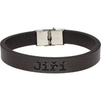 Náramek Ewena Pánský kožený náramek hnědý se jménem Jiří + dárkové balení