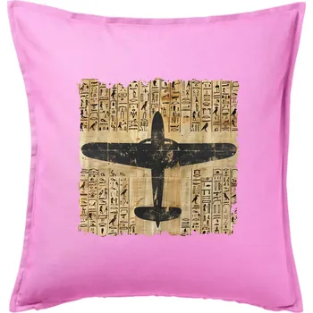 Polštář Egyptské hieroglyfy letadlo - Polštář 50x50 - 50x50 - Pouze potah ( Růžová )