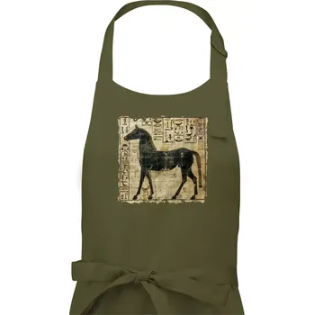 Kuchyňská zástěra Egyptské hieroglyfy kůň - Dámská zástěra na vaření - Univerzální velikost ( Khaki )