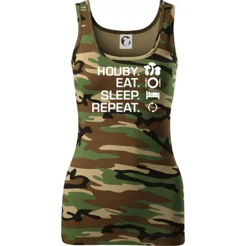 Dámské tričko Houby Eat Sleep Repeat - Dámské Maskáčové tílko - S ( Hnědý maskáč )