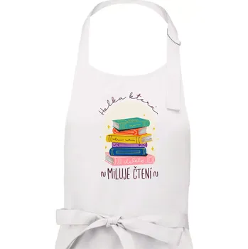 Kuchyňská zástěra Holka, která miluje čtení - Dámská zástěra na vaření - Univerzální velikost ( Bílá )