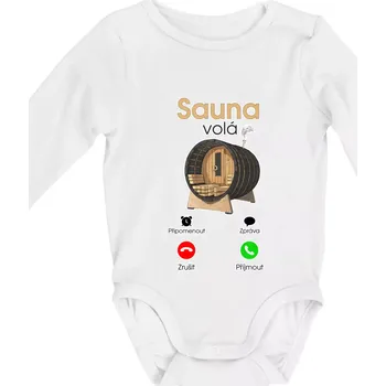 Sauna volá - Body kojenecké s dlouhým rukávem - Dlouhý r. do 3 měs ( Bílá )
