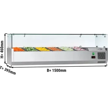 Lednice G.Gastro Chladicí vitrína ECO - 1,5 x 0,4 m - pro 6x 1/3 GN-nádobu