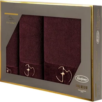 FROTÉ RUČNÍK EVA MINGE GAJA SADA 1KS 30X50 CM, 1KS 50X90 CM, 1KS 70X140 CM BORDOVÁ