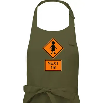 Kuchyňská zástěra Pozor člověk next 1m (Moňas) - Pánská zástěra na vaření - Univerzální velikost ( Khaki )