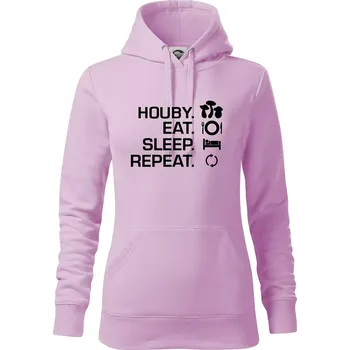 Dámská mikina Houby Eat Sleep Repeat - Mikina dámská Cape s kapucí - 2XL ( Orchid )
