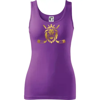 Lev s hokejkami - zlatý potisk - Dámské tílko - XS ( Fialová )