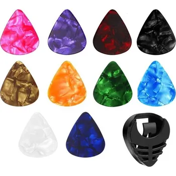 Klasická kytara Sada 10 trsátek na kytaru 0,71 mm s držákem Trsátka různých barev Hudební příslušenství pro hráče Kytarové trsátko s pouzdrem