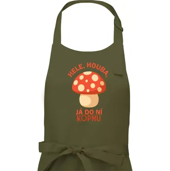 Kuchyňská zástěra Hele, houba, já do ni kopnu - Pánská zástěra na vaření - Univerzální velikost ( Khaki )