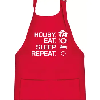 Kuchyňská zástěra Houby Eat Sleep Repeat - Dětská zástěra na vaření - Univerzální velikost ( Červená )