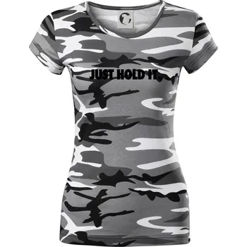 Dámské tričko Just hold it - Dámské maskáčové triko - XS ( Šedý maskáč )
