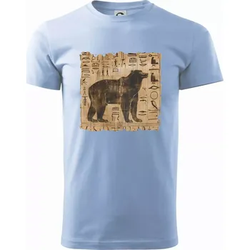 Egyptské hieroglyfy medvěd - Klasické pánské triko vyšší gramáže - S ( Pyžamově světlá modrá )