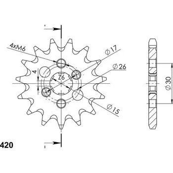 Řetězová sada pro motocykl SUPERSPROX Řetězové kolečko SUPERSPROX CST-252:15 15 zubů, 420