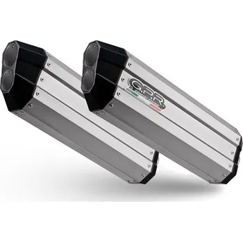 Výfuk pro motocykl Dvojitá koncovka výfuku Slip-on GPR HYPER SONIC E4.BMW.50.HYSOTIT Brushed Titanium zahrnuje odnímatelné dB killery a spojovací svody