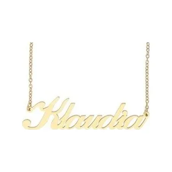 Přívěsek Ewena Řetízek z oceli se jménem Klaudia zlatá ocel