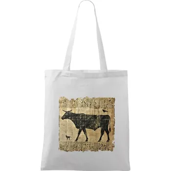 Egyptské hieroglyfy kráva - Taška bavlněná - 42 x 38 cm ( Bílá )