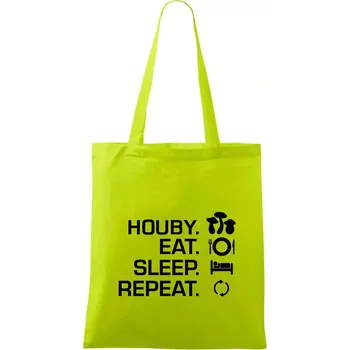 Houby Eat Sleep Repeat - Taška bavlněná - 42 x 38 cm ( Limetková )