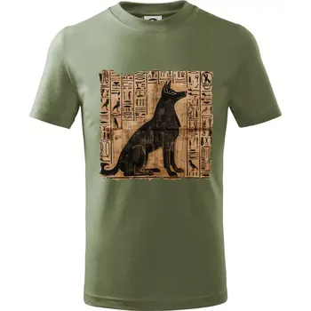 Egyptské hieroglyfy pes - Tričko dětské bavlněné - 134 cm/8 let ( Khaki )