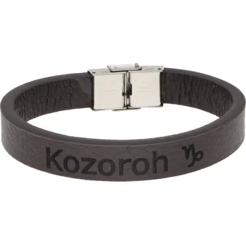 Náramek Ewena Pánský kožený náramek hnědý se znamením Kozoroh + dárkové balení