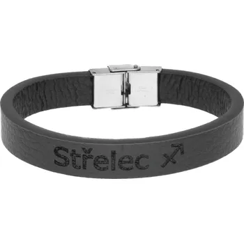 Náramek Ewena Pánský kožený náramek černý se znamením Střelec + dárkové balení