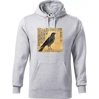 Pánská mikina Egyptské hieroglyfy pták - Mikina pánská Cape s kapucí - L ( Světlešedý Melír )