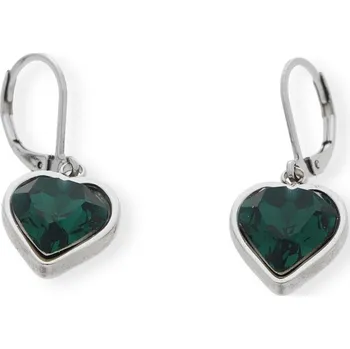 Náušnice Ewena Zelené náušnice srdíčko z chirurgické oceli SD755 + dárkové balení