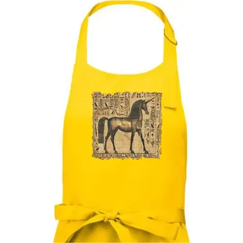 Kuchyňská zástěra Egyptské hieroglyfy jednorožec - Dámská zástěra na vaření - Univerzální velikost ( Žlutá )