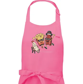 Kuchyňská zástěra Souboj o hranolky kečup tatarka - Dámská zástěra na vaření - Univerzální velikost ( Růžová )