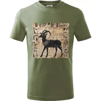 Chlapecké tričko Egyptské hieroglyfy koza - Tričko dětské bavlněné - 146 cm/10 let ( Khaki )