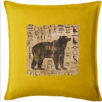 Polštář Egyptské hieroglyfy medvěd - Polštář 50x50 - 50x50 - Pouze potah ( Žlutá )
