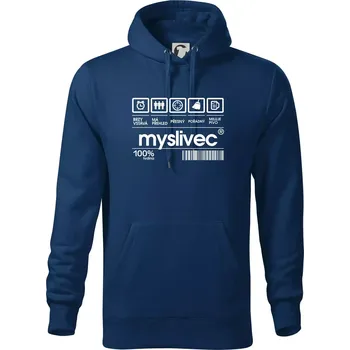 Pánská mikina Čárový kód myslivec - Mikina pánská Cape s kapucí - S ( Půlnoční modrá )