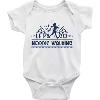 Kojenecký body Let's go nordic walking - vintage - Body kojenecké s krátkým rukávem - Krátký r. do 3 měs ( Bílá )