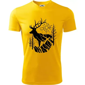 Chlapecké tričko Jelen v lese křivky - Dětské triko sportovní (dresovina) - 134 cm/8 let ( Žlutá )