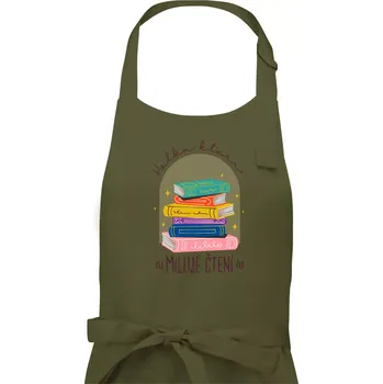 Kuchyňská zástěra Holka, která miluje čtení - Dámská zástěra na vaření - Univerzální velikost ( Khaki )