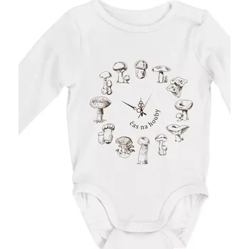 Kojenecký body Čas na houby - Body kojenecké s dlouhým rukávem - Dlouhý r. do 3 měs ( Bílá )