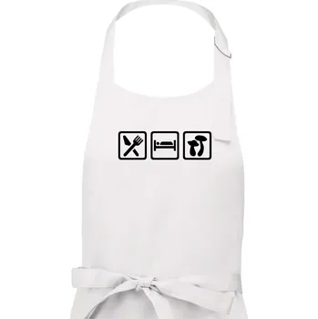 Kuchyňská zástěra Eat Sleep Houbaření - Pánská zástěra na vaření - Univerzální velikost ( Bílá )
