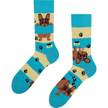 Dámské ponožky Veselé ponožky Psi a pruhy