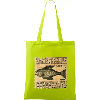 Egyptské hieroglyfy ryba - Taška bavlněná - 42 x 38 cm ( Limetková )