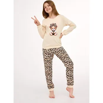 Pánské pyžamo Pyžamo Cornette Young Kids 592/191 Panther délka/r 134-164 Béžová 146-152