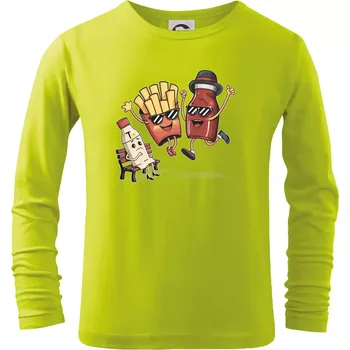 Dětská móda Souboj o hranolky kečup tatarka - Triko dětské Long Sleeve - 104-110cm / 3-4 roky ( Limetková )