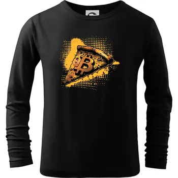 Bitcoin oranžová pizza - Triko dětské Long Sleeve - 158 cm/12 let ( Černá )