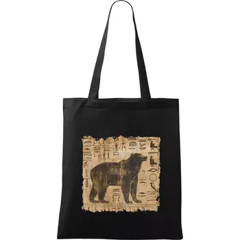 Nákupní taška Egyptské hieroglyfy medvěd - Taška bavlněná - 42 x 38 cm ( Černá )