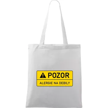Nákupní taška Pozor alergie na debily - Taška bavlněná - 42 x 38 cm ( Bílá )