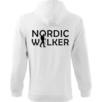 Pánská mikina Nordic walker - muž - Mikina s kapucí na zip trendy zipper - M ( Bílá )