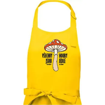 Kuchyňská zástěra Všechny houby jsou jedlé - Pánská zástěra na vaření - Univerzální velikost ( Žlutá )