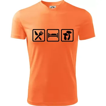 Chlapecké tričko Eat Sleep Houbaření - Dětské triko sportovní (dresovina) - 134 cm/8 let ( Neon mandarine )