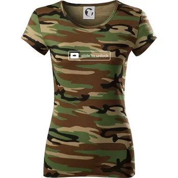 Dámské tričko Slide to unlock - Dámské maskáčové triko - XS ( Hnědý maskáč )