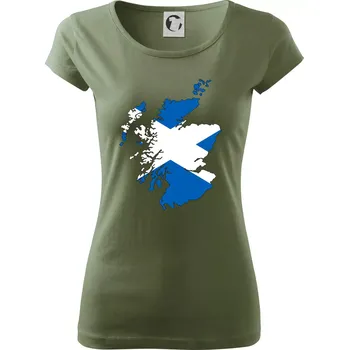 Dámské tričko Skotsko mapa - Dámské triko Pure - XS ( Khaki )