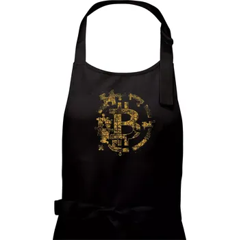 Kuchyňská zástěra Logo bitcoin puzzle - Pánská zástěra na vaření - Univerzální velikost ( Černá )