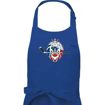 Kuchyňská zástěra Lev s hokejkou v tlamě - Česká vlajka - Pánská zástěra na vaření - Univerzální velikost ( Královská modrá )